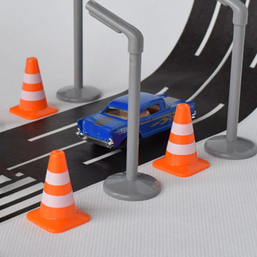 Traffic Cones Mini Toy Signs Road Cone Sign Construction Kids Toys Miniature Orange Roadblock Training Barricade Safety Parking