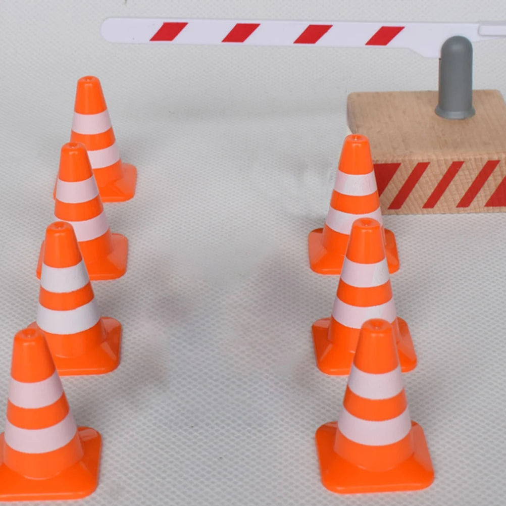 Traffic Cones Mini Toy Signs Road Cone Sign Construction Kids Toys Miniature Orange Roadblock Training Barricade Safety Parking