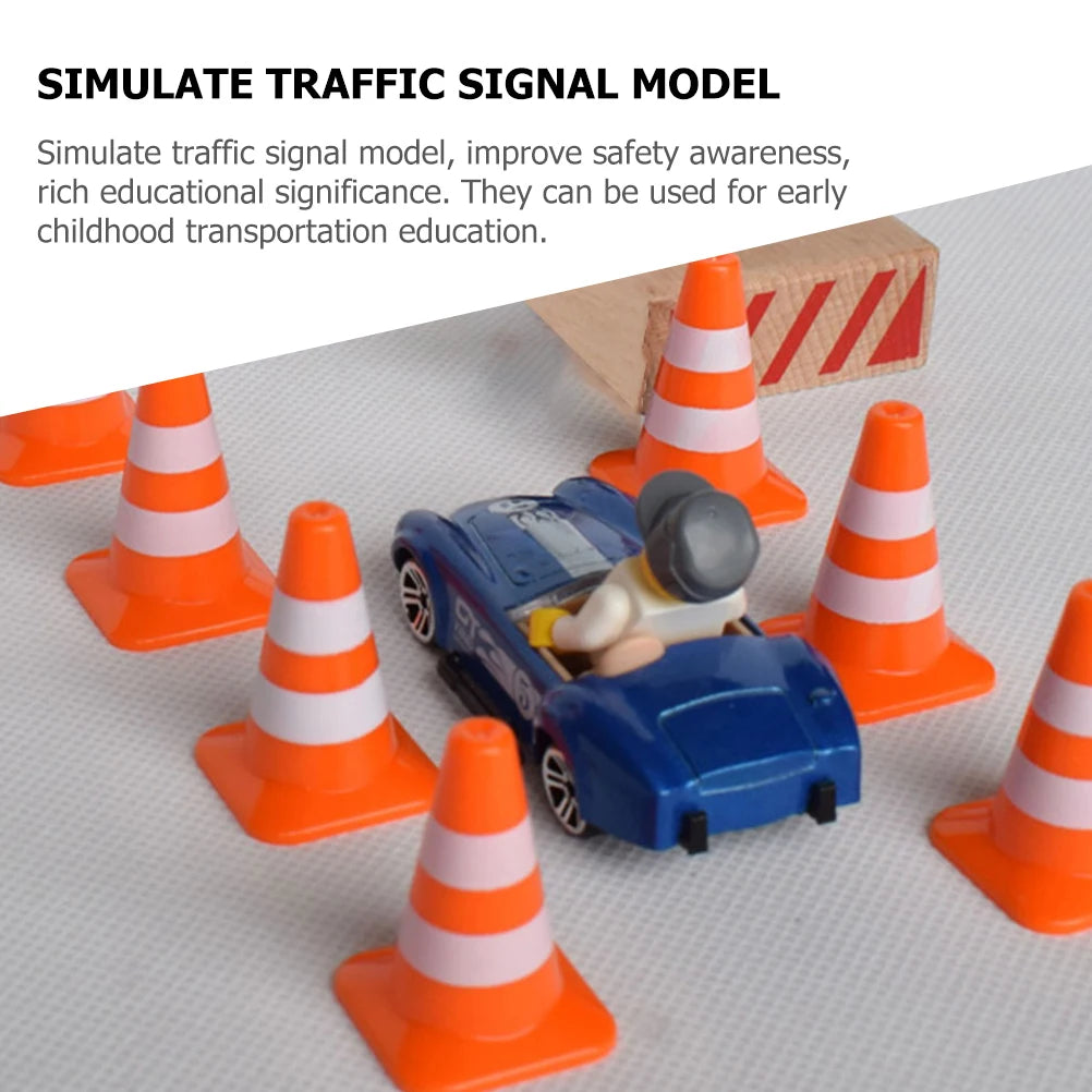 Traffic Cones Mini Toy Signs Road Cone Sign Construction Kids Toys Miniature Orange Roadblock Training Barricade Safety Parking