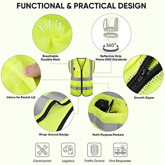 Customize Your Text Sign High Visibility Summer Breathable Safety Work Reflective Vest Personalized Construction Traffic Outdoor